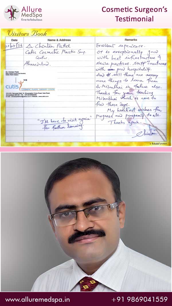 Dr.Chintan Patel Cosmetic Surgeon from Ahmedabad & His Testimonial