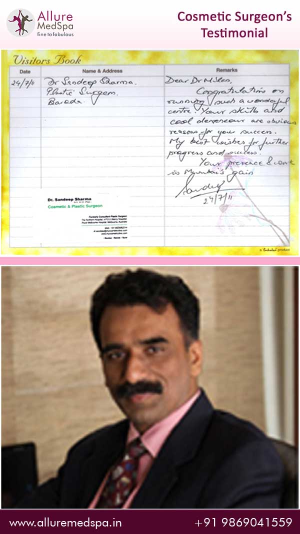Dr.Sandeep Sharma Cosmetic Surgeon from Vadodara & His Testimonial
