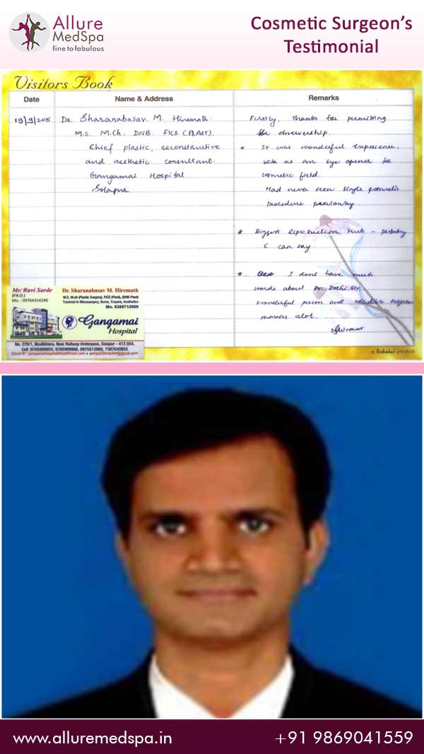 Dr.Sharanabasav Hiremath Cosmetic Surgeon from Solapur & His Testimonial