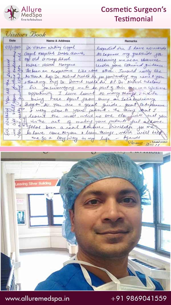 Dr.Vikram Goyal Cosmetic Surgeon from Mumbai & His Testimonial