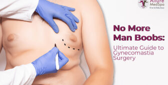 illustration of a surgical procedure for gynecomastia surgery and a treatment guide